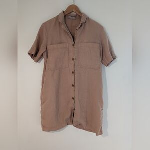 Everlane Women's Casual Brown Button Down Shirt Dress